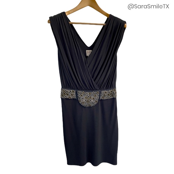 HAUTE HIPPIE Black Draped Crisscross Metal Grommet Mini Dress - Picture 3 of 12